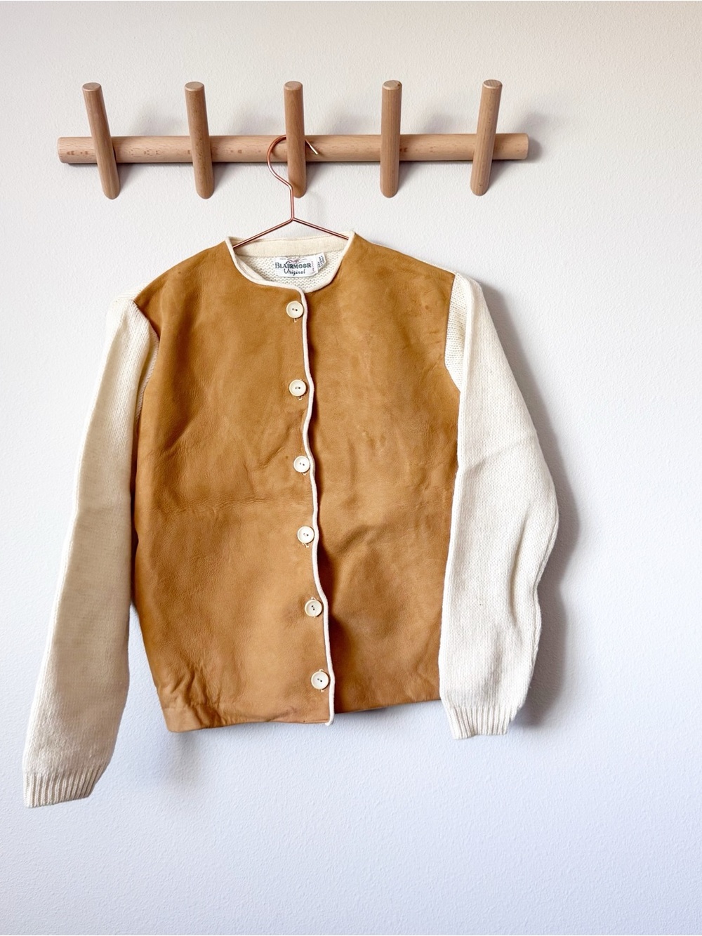 Blairmoor Wool and Suede Sweater with Cream Trim